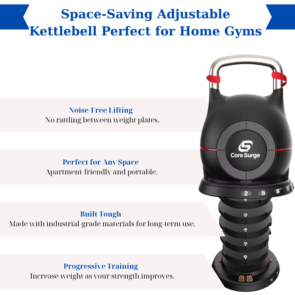 Core Surge® Adjustable Kettlebell – 6-in-1 Smart Weight System (18–40 lbs)