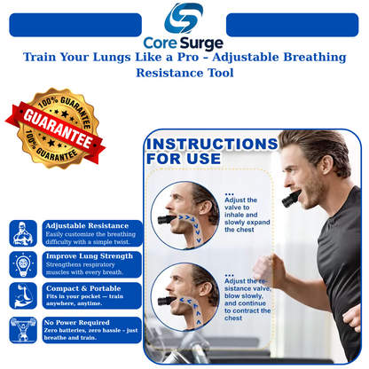 Core Surge® Train Your Lungs Like a Pro – Adjustable Breathing Resistance Tool