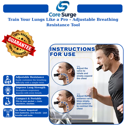 Core Surge® Train Your Lungs Like a Pro – Adjustable Breathing Resistance Tool