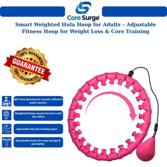 Core Surge® Smart Weighted Hula Hoop for Adults – Adjustable Fitness Hoop for Weight Loss & Core Training