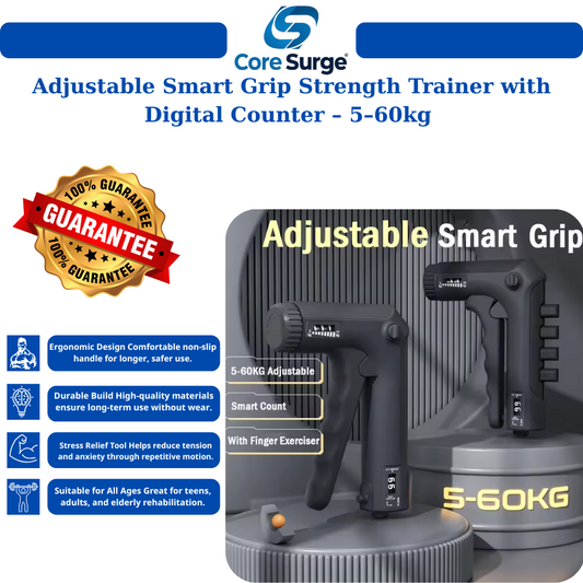 Core Surge® Adjustable Smart Grip Strength Trainer with Digital Counter – 5–60kg