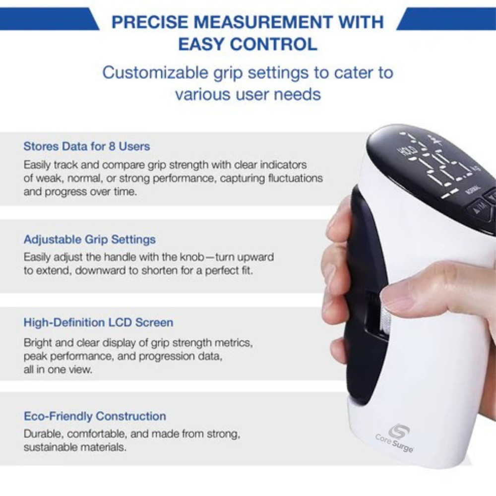 Core Surge® PowerGrip Pro - Smart Digital Grip Strength Trainer & Rehab Device