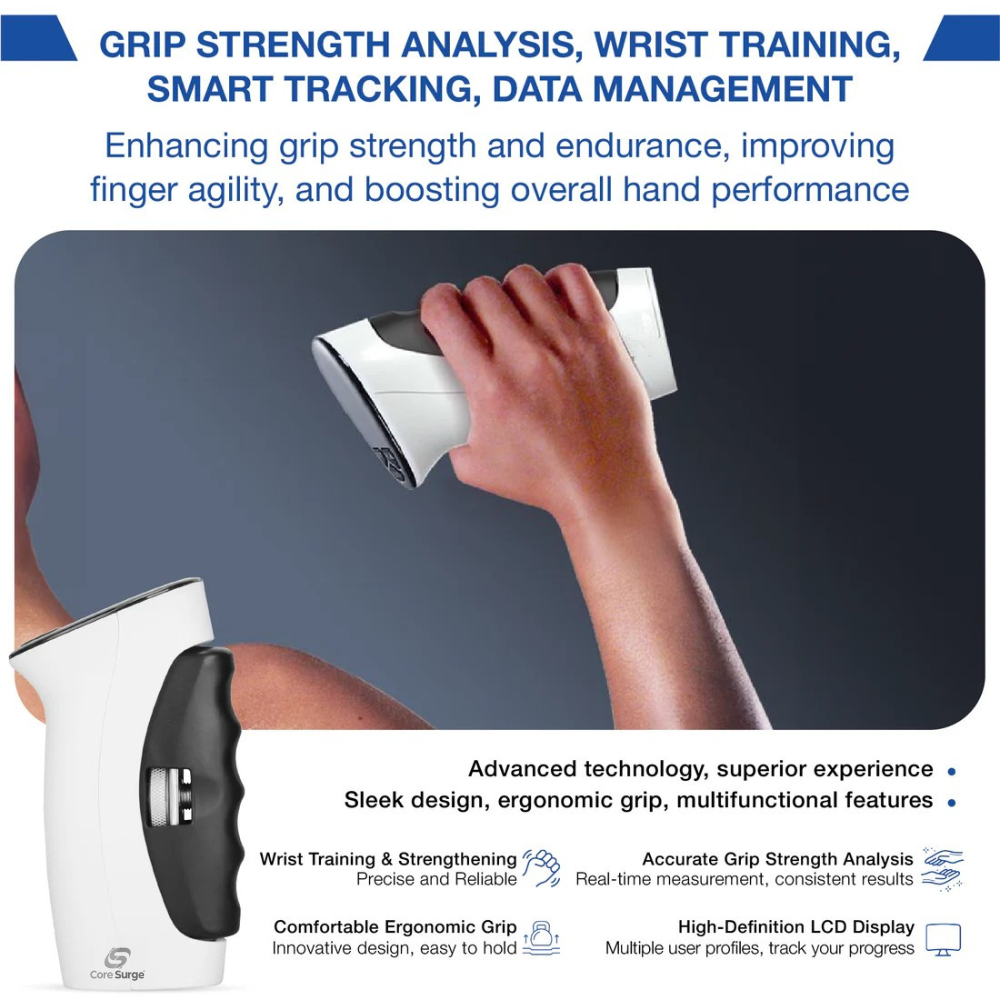 Core Surge® PowerGrip Pro - Smart Digital Grip Strength Trainer & Rehab Device